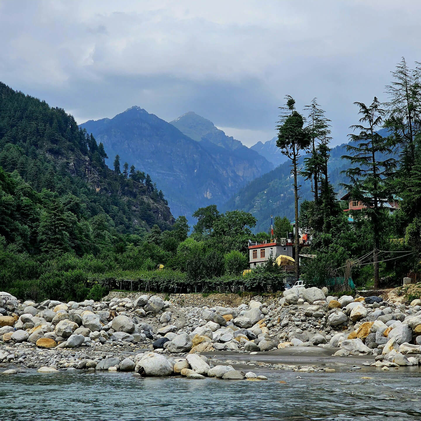 Beas River and Mountain Views